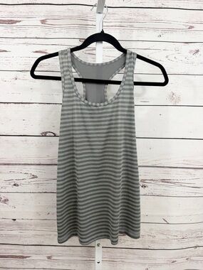 Danskin Now Gray Striped Racerback Tank Top - Size Medium